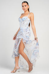 PEACH - CORSETTE FLORAL DRESS