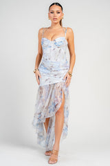 PEACH - CORSETTE FLORAL DRESS