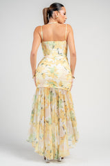 PEACH - CORSETTE FLORAL DRESS