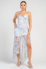 PEACH - CORSETTE FLORAL DRESS