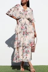 ALANA - FLORAL TIERED MIDI DRESS