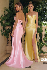 LEXI - BUSTIER TIE BACK SATIN GOWN