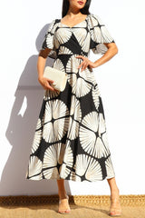 PALMA - PRINT FLUTTER MIDI DRESS