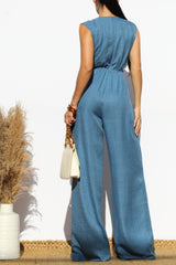 ABBA - DENIM LOOK WRAP JUMPSUIT
