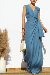 ABBA - DENIM LOOK WRAP JUMPSUIT
