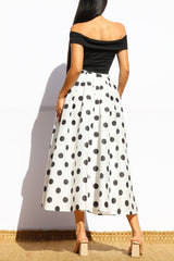 NICOLA - OFF SHOULDER DOT DRESS