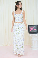 ARIA - LINEN FLORAL MIDI SKIRT