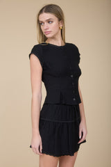 ENVY - LACE TRIM CREW BLOUSE