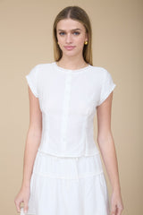 ENVY - LACE TRIM CREW BLOUSE