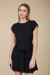 ENVY - LACE TRIM CREW BLOUSE