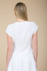 ENVY - LACE TRIM CREW BLOUSE