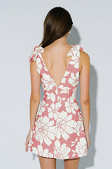 EVIE - FLORAL SHOULDER TIE MINI DRESS