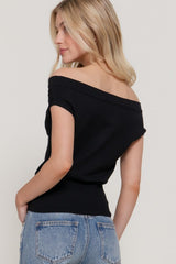 ASSYMETRICAL SHORT SLEEVE SWEATER