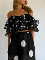 LUXURY - DOT RUFFLE CROP TOP