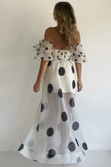LUXURY - DOT RUFFLE CROP TOP