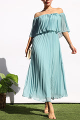 MILANO - OFF SHOULDER PLEATED DRESS