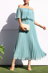 MILANO - OFF SHOULDER PLEATED DRESS