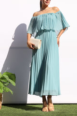 MILANO - OFF SHOULDER PLEATED DRESS
