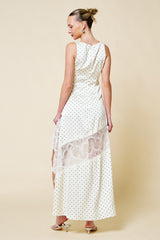 CECE - SATIN DOT LACE MAXI DRESS