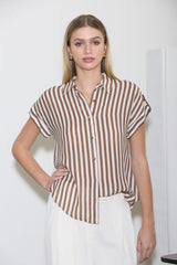 STRIPE SHORT SLEEVE BLOUSE
