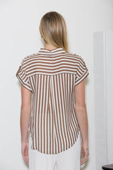 STRIPE SHORT SLEEVE BLOUSE