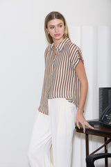 STRIPE SHORT SLEEVE BLOUSE