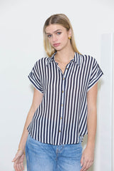STRIPE SHORT SLEEVE BLOUSE