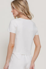 SHORT SLEEVE BUTTON CARDIGAN