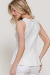 PEPLUM RIBBED BUTTON TOP