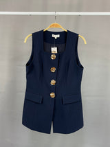 ABBY - GOLD BUTTON LONG VEST
