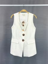 ABBY - GOLD BUTTON LONG VEST