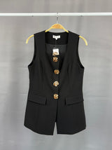 ABBY - GOLD BUTTON LONG VEST