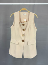 ABBY - GOLD BUTTON LONG VEST