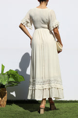 ELLIS - LINEN LOOK FLUTTER SLEEVE DRESS