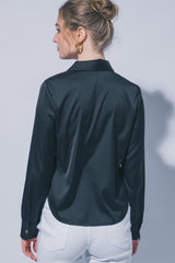 SATIN LONG SCARF BLOUSE