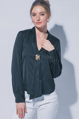 SATIN LONG SCARF BLOUSE