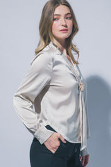 SATIN LONG SCARF BLOUSE