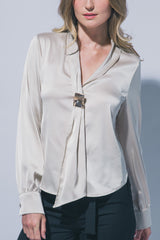 SATIN LONG SCARF BLOUSE
