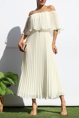 MILANO - OFF SHOULDER PLEATED DRESS