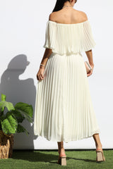 MILANO - OFF SHOULDER PLEATED DRESS