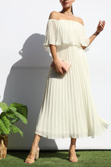 MILANO - OFF SHOULDER PLEATED DRESS