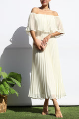 MILANO - OFF SHOULDER PLEATED DRESS