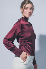 HIGH NECK SATIN BLOUSE