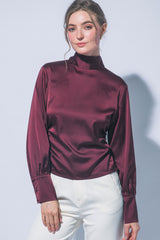 HIGH NECK SATIN BLOUSE