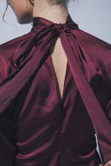 HIGH NECK SATIN BLOUSE