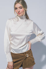 HIGH NECK SATIN BLOUSE