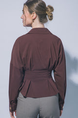 GOLD BUTTON PEPLUM SHIRT