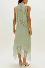 IRINA - SATIN LACE MOCK NECK TOP