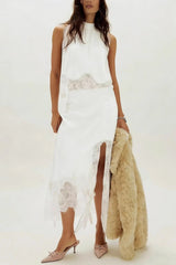 IRINA - ASSYMETIRAL LACE SKIRT