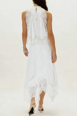 IRINA - SATIN LACE MOCK NECK TOP